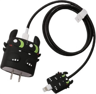 RidivishN Charger Cover for iPhone 18W-20W Charger, 3D Cartoon Design Dragon Spiral Cover Cable Protector(Black)