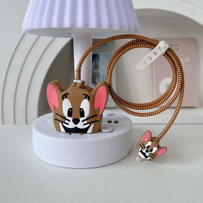 Webilla Silicone Press Stud Headphone Case For Apple Charger Cover(iPhone Charger Cover For 18W/20W | Cartoon Character 3D Design Jerry)