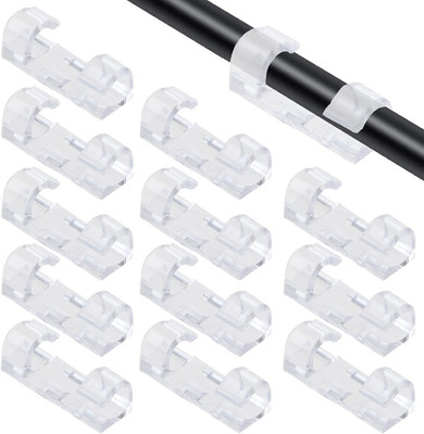 Home Brilliant 20 Pcs Self-Adhesive Cable Clips Desk Organizer Drop Wire Holder Cord Management Cable Protector(Multicolor)