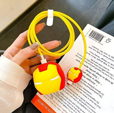 Pixelkart Charger Cover for iPhone 18W-20W, 3D Cute Cartoon Design Adapter Case Cable Protector(Yellow, Red)