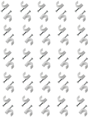 HI-PLASST Cable Clips Combo of 400pcs(4mm + 6mm + 8mm +12mm) Wire Fastener Cable Protector(White)