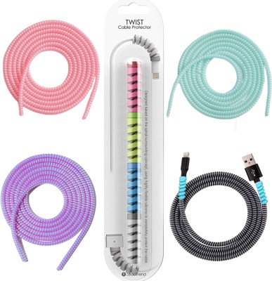 DECRONICS 4PCS 1.5 Meter Wire Cable Protectors Combo & 4PCS Twist Cable Protector (TCP25) Cable Protector(Multicolor)