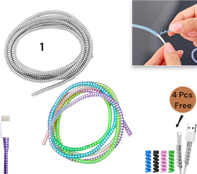 CoverLelo (Pack of 2) 1.5 Meter/ 150 cm Shinning Spiral Cable Protector(Multi Color)