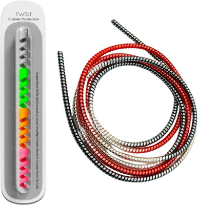 DECRONICS Spiral Charger Cable Saver Winder 1.5 Meter with 4 Pcs Twist Cable Protector Cable Protector(Multicolor)