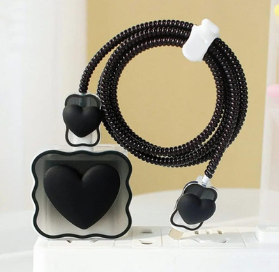 Jape Full Safety Charger Case Cover Suitable for Apple iPhone Charger 18W-20W Cable Protector(Black)