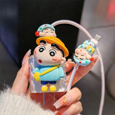 AEETZ CUTE SHINCHAN CHARGER Cover For iPhone Adapter 18/20W with 360°Protection & With Cable Protector(Multicolor)