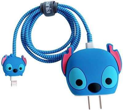 LN KART 3D Cute stich Cartoon Charger Cover Protector 18W/20W USB-C Power Adapterfor Cable Protector(Blue)