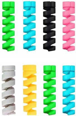 ABlue Clipper Silicon USB Cable Protector Set of 8, Spiral Shape Clip Cable Protector(Multicolor)