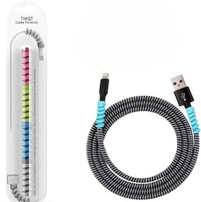TGL Spiral Cable Protector 1.5 Meter AND Twist Data Cable Saver 4 PCS Combo Cable Protector(Multi Color)