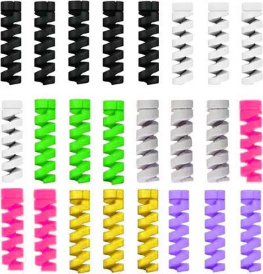 SHOP EXCITING Spiral Multipurpose Save Charger Cable Protective Wire (Pack of 24 Pcs) Cable Protector(Multi Color)