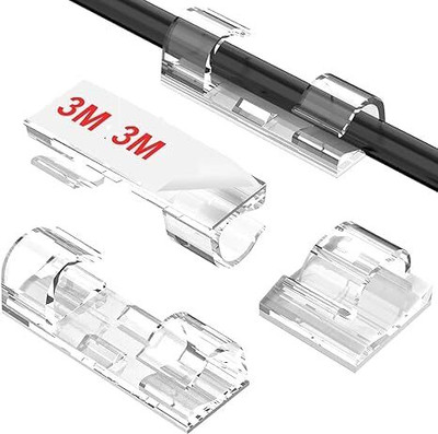 OPSUZY 20 pcs Cable Clips with Strong Self-Adhesive Clear Wire Holders for Wall Durable Cable Protector(White)