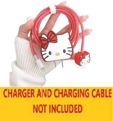 AmericHome Charger Cover for iphone 18W/20W Type C Adapter Full Protection Cable Protector(Red)