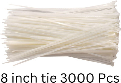 optik vision gold Cable Ties 8 Inch { 300 Pcs } Nylon Zip Ties Self Locking With Heavy Duty White 200 × 3.2 mm Nylon Standard Cable Tie(White Pack of 300)