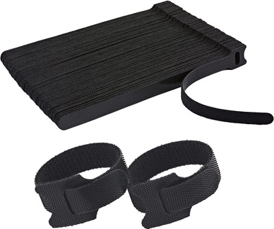 Inovera KC343 Nylon Hook & Loop Cable Tie(Black Pack of 100)