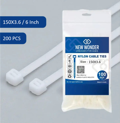 newWonder 150x3.6 - 6 Inch Nylon Standard Cable Tie(White, Zip Tie,6 Inch Pack of 200)