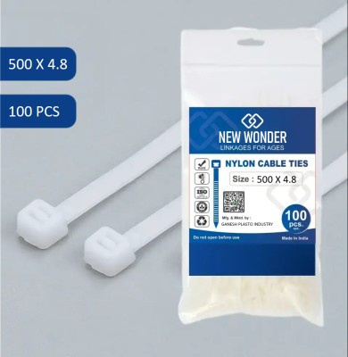 newWonder 500x4.8 - 20 Inch Nylon Standard Cable Tie(White, Tie Wrap, Zip Tie Pack of 100)