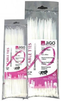 JIGO 250MM Nylon Standard Cable Tie(White Pack of 100)