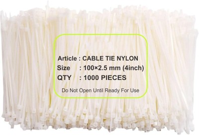 SHIVROH STAR Nylon 100mm Natural 4 Inch Zip Ties Self Locking Heavy Duty Nylon Plastic Standard Cable Tie(white Pack of 1000)