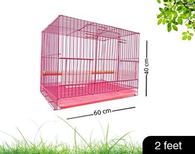 hara 2Ft Pink Pet Cage with Accessories Includes Feeding Bowl Cage Seed Catcher