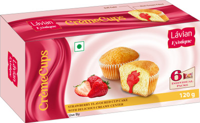 Lavian Exotique Creme Cups Strawberry Cake(90 g, Pack of 6)