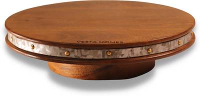 Vesta Homes 360 degree Rotating Cake Stand / Platter, Pizza Stand, Stand for Dining Table Wooden Cake Server