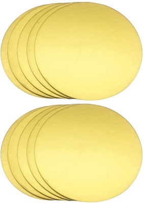 KHAANA PACKAGING 10 Inch (5pc) Gold Round Board Base Thermal Lamination Paper Cardboard Cake Base Paper Cake Server(Gold, Pack of 5)