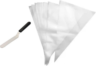 Xila Magic 10” Angular Cake Palette Knife and piping bag (12pcs) Stainless Steel Cake Server(White, Pack of 1)