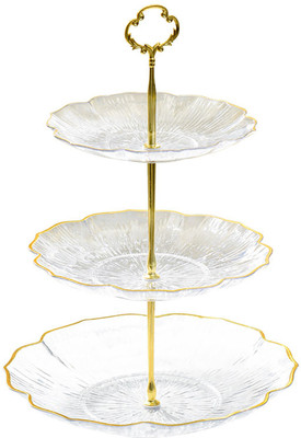 JAMBOREE 3 Tier Cake Stand Round Cupcake Display Stand Clear Acrylic Dessert Fruit Plates Acrylic Cake Server(Clear, Pack of 1)
