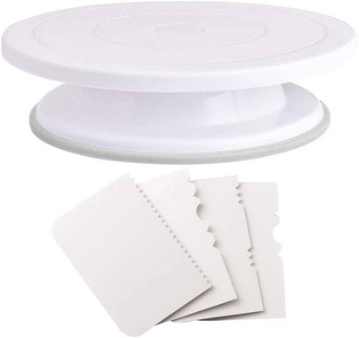 dg rock Cake Decorating Revolving Plastic Cake Server(White, Pack of 1)