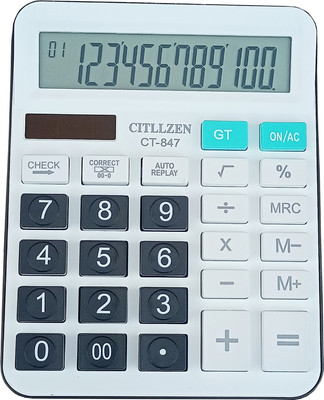 CITLLZEN PR-847 112 Steps Check, 12 Digits big display, Two Way Power, Plastic Keys, Desktop Financial  Calculator(12 Digit)