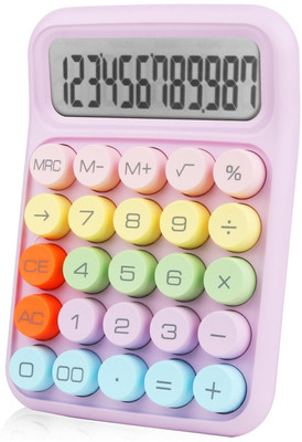 FRKB Pastel Colors Pushbutton Calculator, 12 Large LCD Display Big Buttons Small Pastel Multicolor Calculator Basic  Calculator(12 Digit)