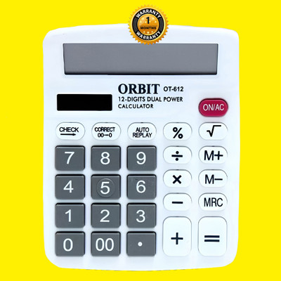 ORBIT Pro OT612 Battery+Solar 12 Digit Basic Calculator for Students OT 612 Basic  Calculator(12 Digit)