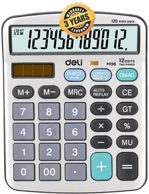 Deli CM19811 Calculator 12d Steps Check and Correct Metal Desktop Calculator 3 Years Warranty - Silver Basic  Calculator(10 Digit)