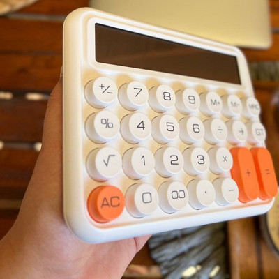 COSKIRA Color 12-digits Mechanical Key Calculator Battery Portable Calculator Cute Calculator 12 Digit Large LCD Display Big Round Button Battery Powered Basic  Calculator(12 Digit)