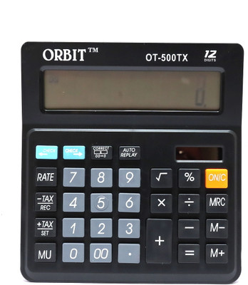 Villy Premium Check & Correct Calculator – 12-Digit HD Display | Solar Powered ORBIT OT-500TX Basic  Calculator(12 Digit)