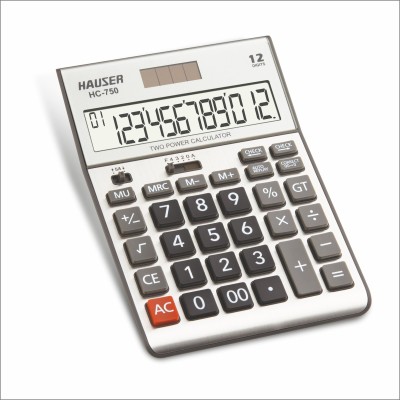 HAUSER HC-750 | Acrylic Protection for LCD and Solar | Dual Powered Metal Cladding Desktop Basic  Calculator(12 Digit)