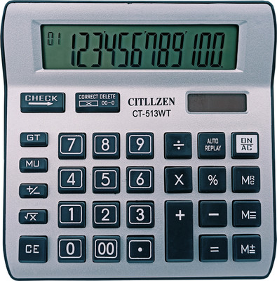 CITLLZEN CT-513 112 Steps Check, 12 Digits & 9.3 CM Big Display, Two Way Power,Desktop Financial  Calculator(12 Digit)