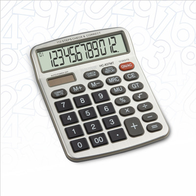 HAUSER HC-837MT | Big Display | Dual Powered Metal Cladding Desktop Basic  Calculator(12 Digit)