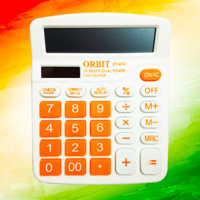 ORBIT 12 Digit Dual Power Calculator Solar Battery for Office & Students OT-612 Financial  Calculator(12 Digit)