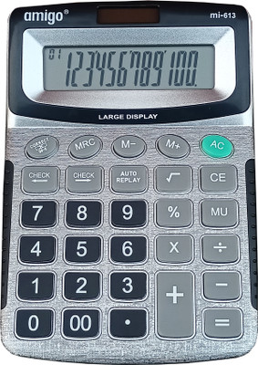 Shaiv MI-613 Amigo 12 Digits large display, 120 steps check, Dual power, Big LCD Financial  Calculator(12 Digit)