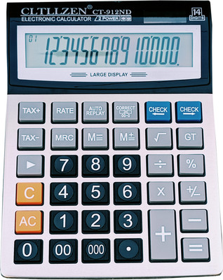 CITLLZEN CT-912GD Citllzen 14 Digits 5 Inch Extra Large Display, 112 Steps Check & Correct Large Financial  Calculator(14 Digit)
