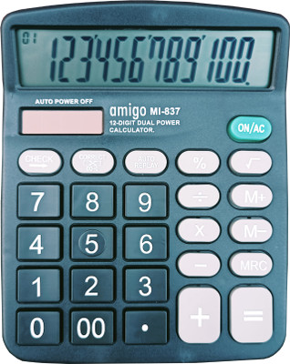 Shaiv MI-837N Amigo 12 Digits Large Localized Display,120 Steps Check & Correct Electronic Financial  Calculator(12 Digit)