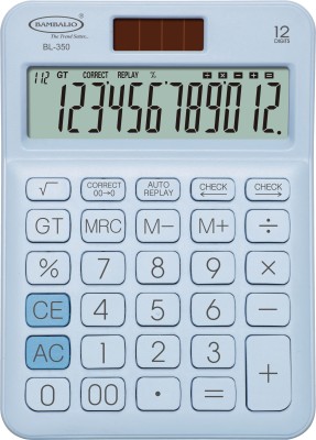 BAMBALIO BL-350 Blue 12 Digits 3 Years Warranty Basic  Calculator(12 Digit)