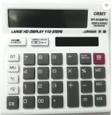 Mystte Large Display Orbit Calculator OT-512 WTC White Color (Pack of 1) Basic  Calculator(12 Digit)