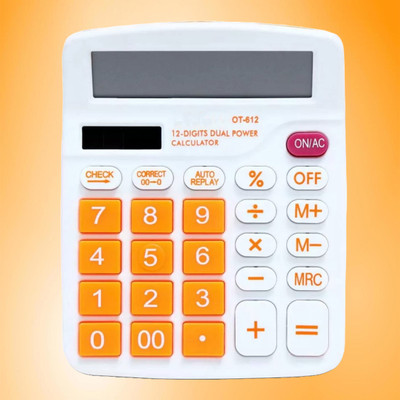 OBT S2 OT612 Basic 12 Digit Calculator Battery/Solar Powered Long Battery Life OT612 Basic  Calculator(12 Digit)