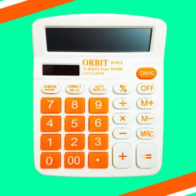 ORBIT Dual Power 12 Digit Calculator with Big Keys for Students and Professionals OT-612 Financial  Calculator(12 Digit)