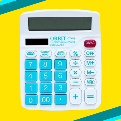 ORBIT Office Use 12 Digit Calculator Big Display Dual Power Solar + Battery OT-612 Financial Calculator(12 Digit) ORBIT Office Use 12 Digit Calculator Big Display Dual Power Solar + Battery OT-612 Financial Calculator(12 Digit)