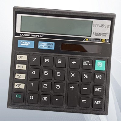 JPRO B CT512 Black 12 Digit Commercial Calculator with solar Charging System Financial  Calculator(12 Digit)