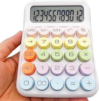 DIYAL ENTERPRISE Candy-Colored Desktop Calculator Large LCD & Round Keys for Business or Study Basic  Calculator(12 Digit)