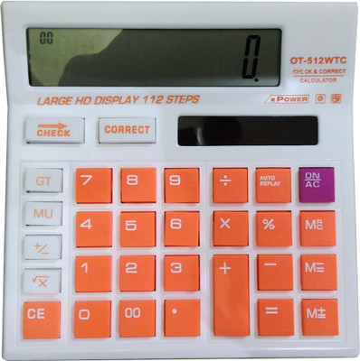 JPRO Orange WTC 12 Digit Commercial Calculator with solar Charging System Financial  Calculator(12 Digit)
